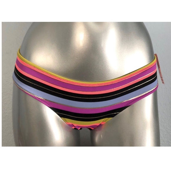 Victoria's Secret Nwt Foil Stripe The Cheeky Ruched Swim Bikini Bottom XS - Picture 2 of 2